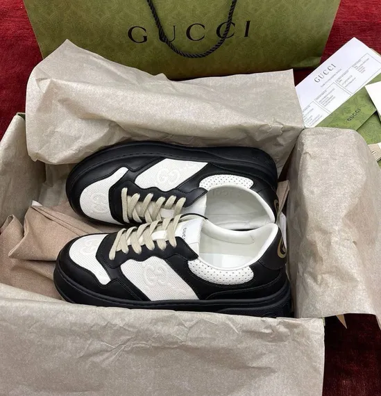 Кроссовки Gucci GG Embossed Sneaker Black White, черный