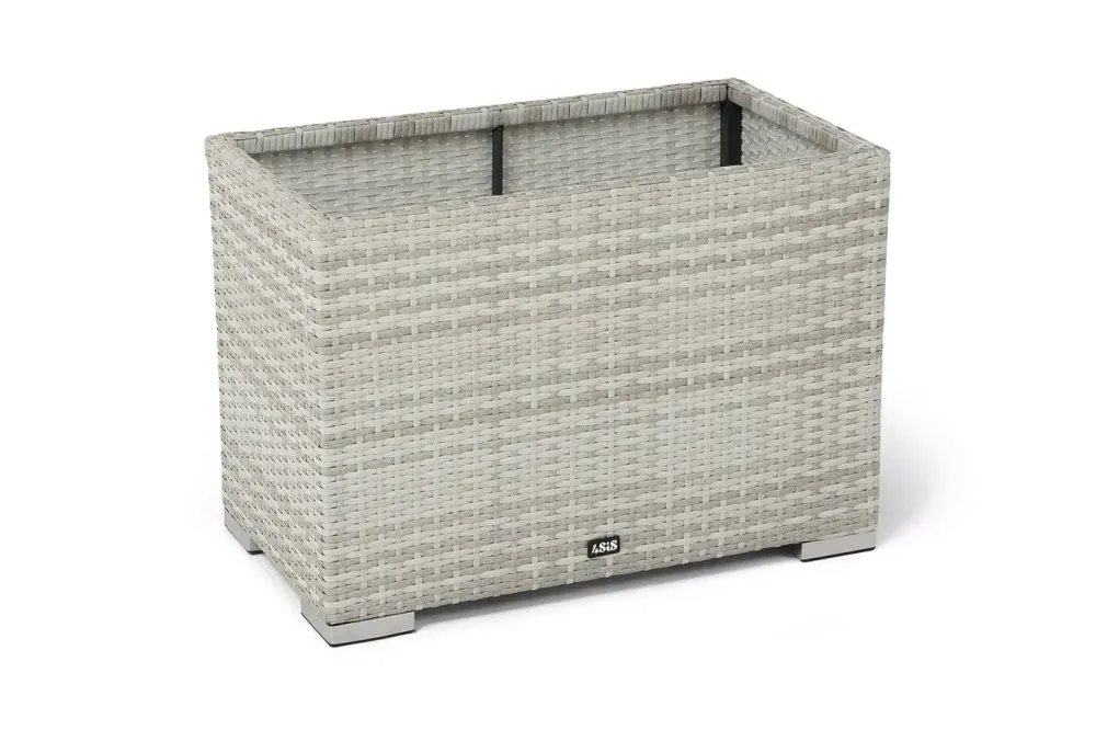 "Лунго" кашпо для цветов большое плетеное из искусственного ротанга, цвет бежевый