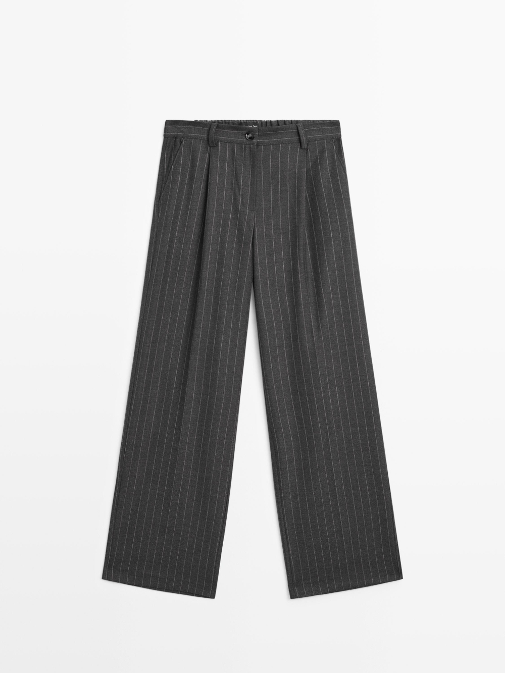 Massimo Dutti Брюки в тонкую полоску с широкими штанинами, серый