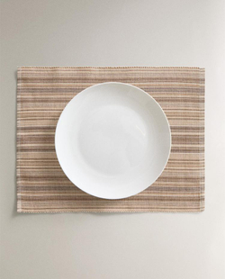ZARA HOME ПОДСТАВКА ПОД СТОЛОВЫЕ ПРИБОРЫ В ПОЛОСКУ (НАБОР ИЗ 2 ШТ.),СЕРЫЙ/БЕЖЕВЫЙ