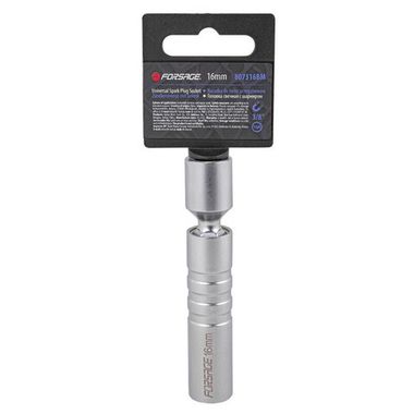Головка свечная магнитная с шарниром 16мм 3/8''12гр (L-70mm),на пластиковом держателе Forsage F-807316BM