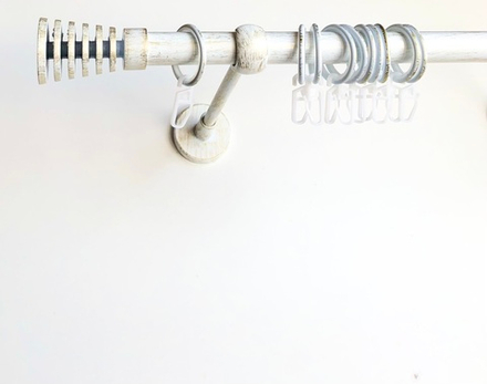 Карниз кованый для штор "Конус скан" d20 мм однорядный, цвет белое золото