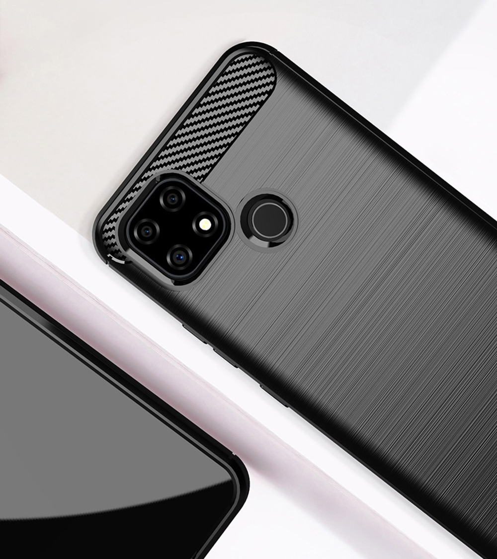 Чехол в стиле карбон для смартфона OPPO Realme C21, серии Carbon от Caseport