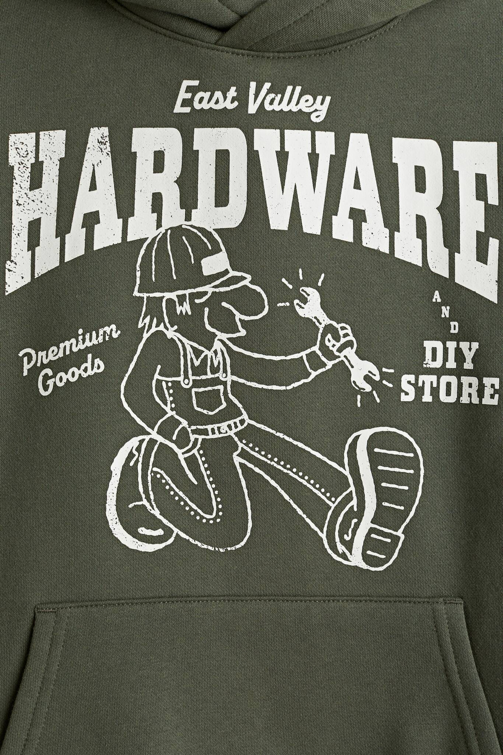 H&M Толстовка с капюшоном и принтом, хаки