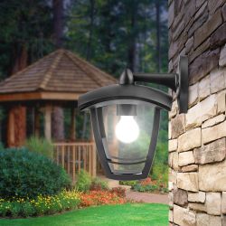 Садово-парковый светильник ЭРА «Дели 2» НБУ 07-60-002 черный 4-гранный настенный IP44 Е27 max 60Вт