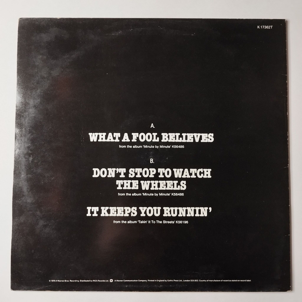 Винтажная виниловая пластинка LP The Doobie Brothers What A Fool Believes (UK 1979) 45 RPM Maxi Single