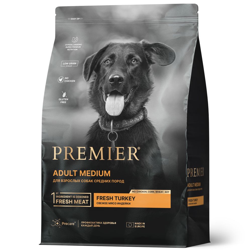 Сухой корм Premier Dog Turkey ADULT Medium для собак средних пород свежее мясо индейки 1 кг