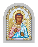 Ангел Хранитель, икона арочная, белое дерево, эмаль 57х75
