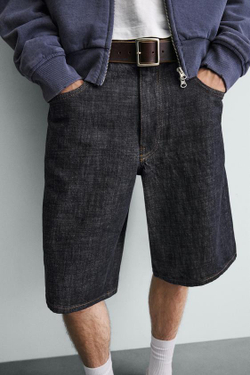 ZARA ДЖИНСОВЫЕ ШОРТЫ BAGGY FIT, ИНДИГО
