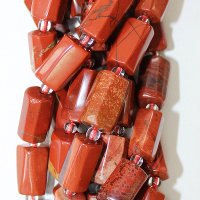 Яшма красная трубки бусины 6.5-12мм