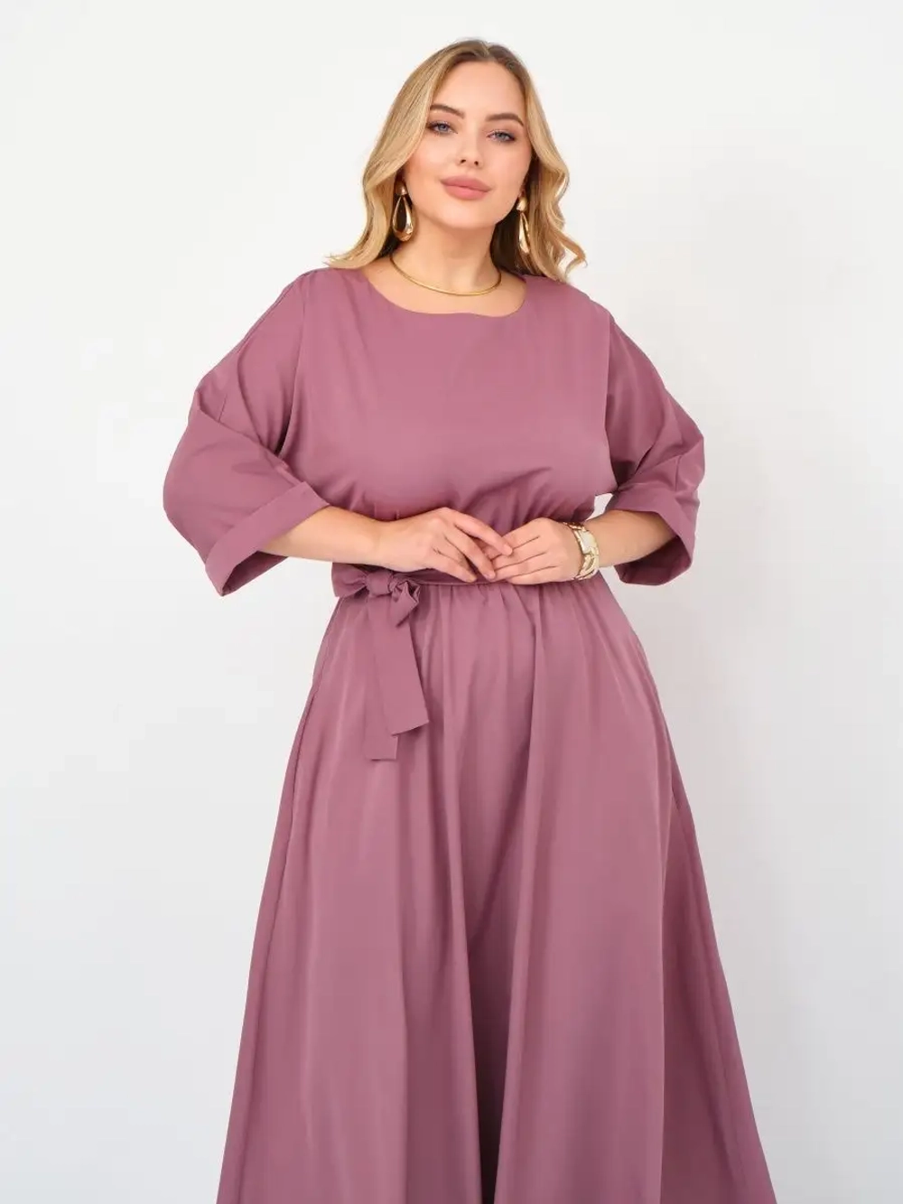 Платье на резинке с поясом