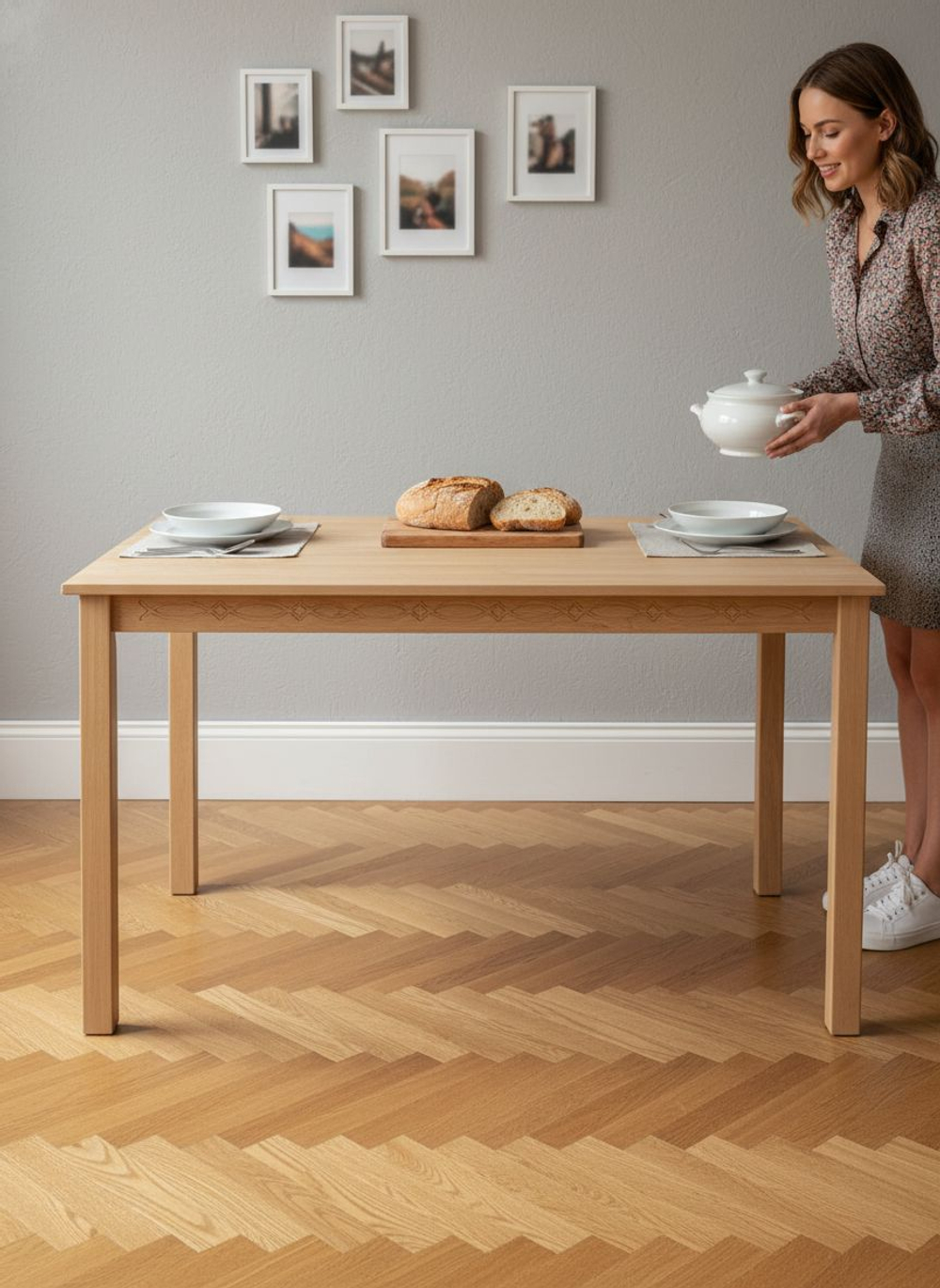 Стол обеденный, 120х80х75, Индра, кухонный, деревянный, натуральный, Dipriz