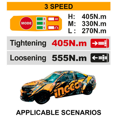Аккумуляторный гайковерт BL 20В 405Hm 1/2, без АКБ и ЗУ INGCO CIWLI20451 INDUSTRIAL