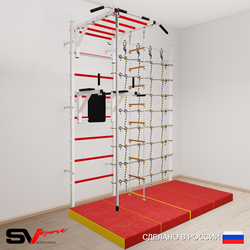 Шведская стенка Sv Sport усиленная 64540 (Турник рукоход/Брусья/Канат/Лестница/Мат 2м/Канатный лаз)