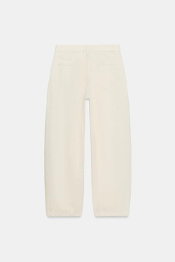 ZARA ДЖИНСЫ ZW COLLECTION ANKLE BALLOON СО СРЕДНЕЙ ПОСАДКОЙ, ЭКРЮ