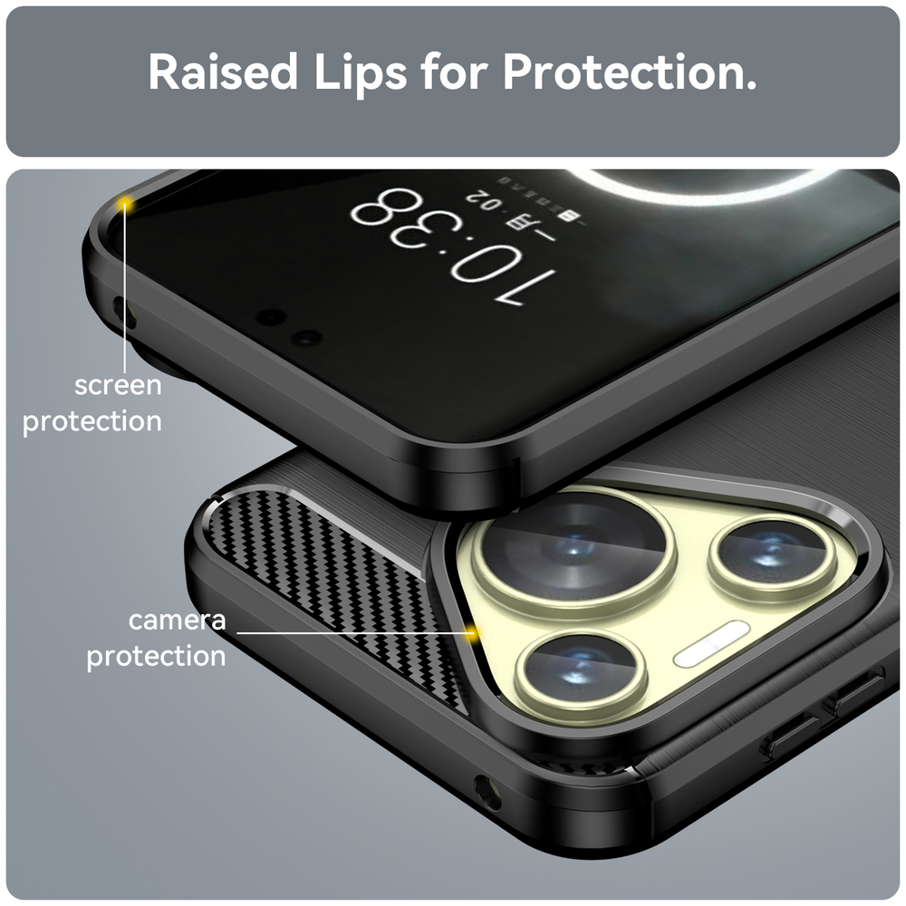 Мягкий защитный чехол в стиле карбон на Huawei Pura 70, мягкий отклик кнопок, серия Carbon от Caseport