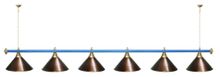 Лампа STARTBILLIARDS 6 пл. (плафоны антик медь,штанга красная,фурнитура золото)