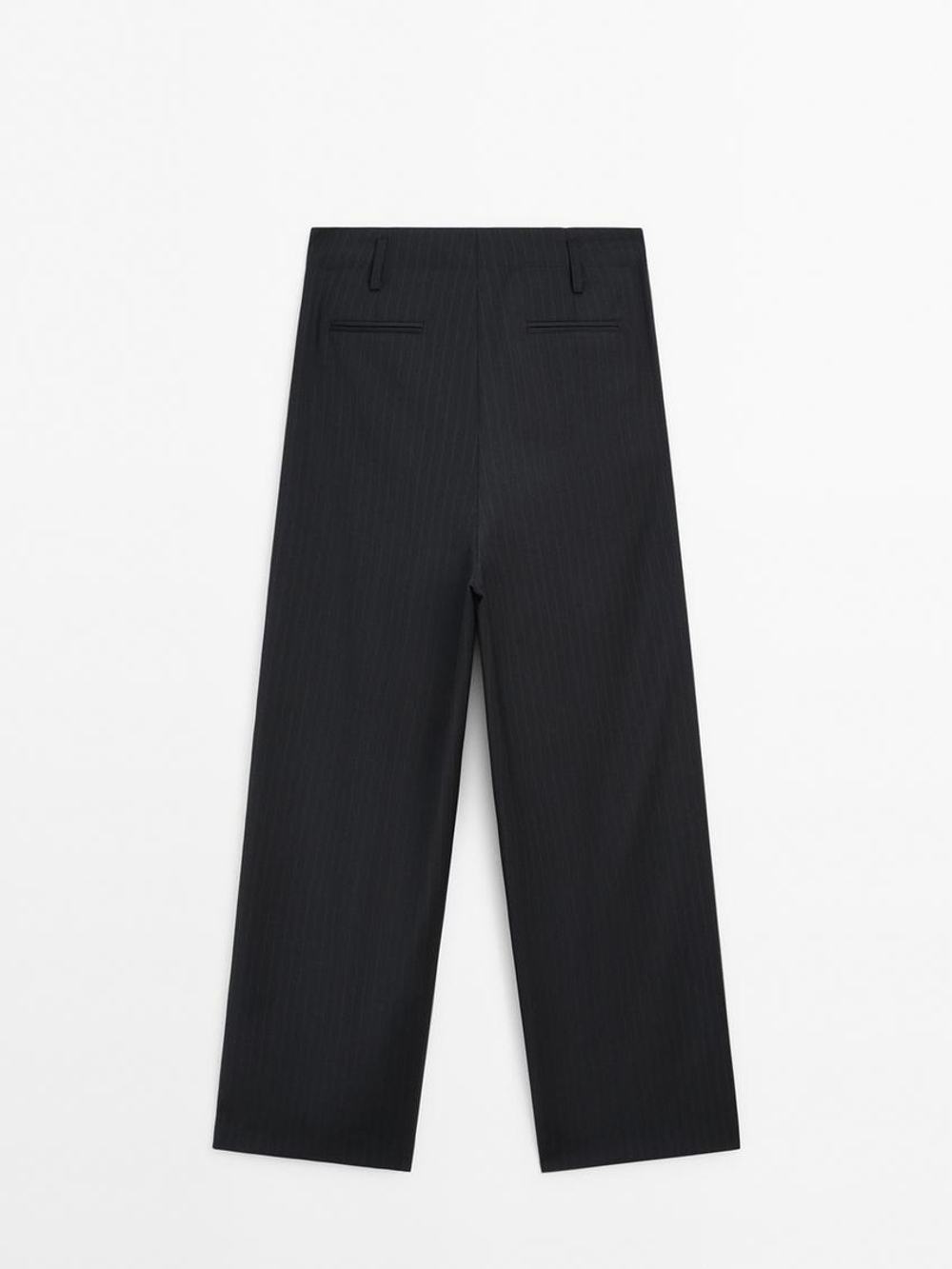 Massimo Dutti Брюки прямого кроя в тонкую полоску, темно-синий