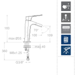 Смеситель для раковины с каскадным открытым изливом золото URBAN CHIC 213101OC