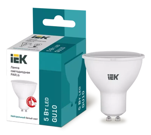 Лампа светодиодная ECO PAR16 софит 5Вт 230В 4000К GU10 IEK LLE-PAR16-5-230-40-GU10