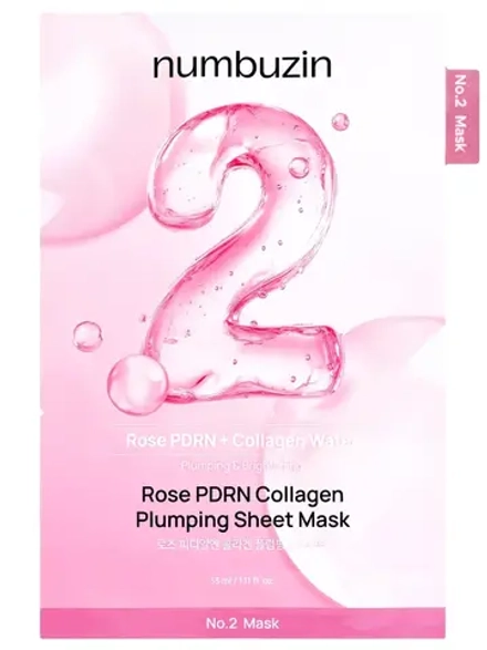 Numbuzin Увлажняющая тканевая маска с ПДРН розы и коллагеном для сияния кожи No.2 Rose PDRN Collagen Plumping Sheet Mask 33 мл