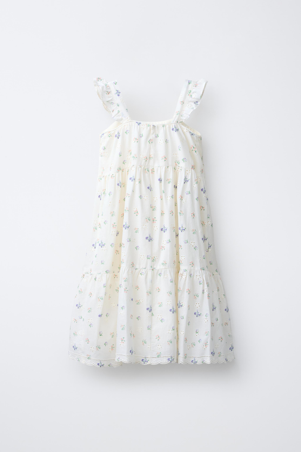 ZARA ПЛАТЬЕ ИЗ ШИТЬЯ С КРУЖЕВОМ, ЭКРЮ