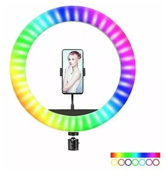 Кольцевая лампа RGB LED 45 см с держателем для смартфона MJ18