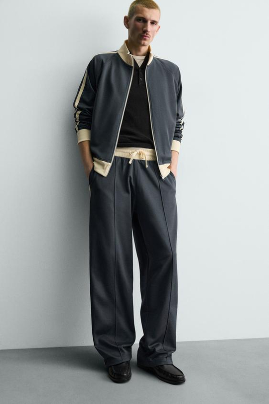 ZARA ДЖОГГЕРЫ WIDE FIT С ЛАМПАСАМИ, СИНИЙ