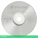 DVD-R диск Verbatim 4.7GB 16x Cake Box (43548)