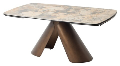 Стол CALDERON 180 TL-137  матовый, испанская керамика / брашированный каркас, цвет медный, ®DISAUR