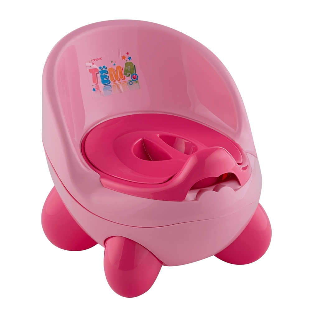 Горшок детский "Тёма" в форме игрушки, резиновые вставки на ножках, цвет розовый