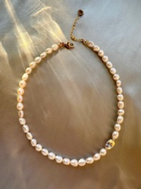 Ожерелье Скарабей Сваровски из жемчуга