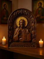 Освященная Икона «Господь Вседержитель» из дуба 19×14 см