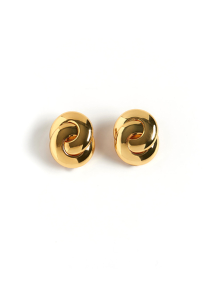 Серьги "Double round element" Gold