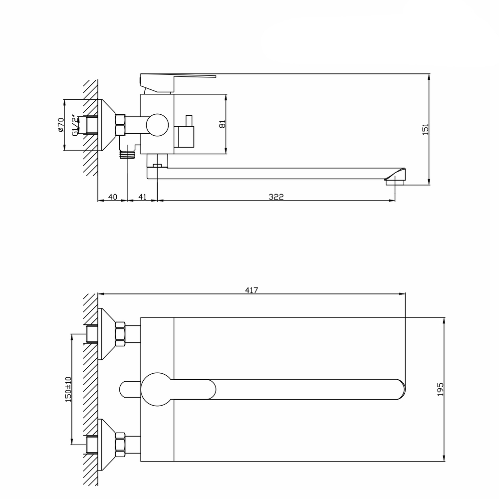 Смеситель для ванны и раковины 35k MIXLINE MLSS36-02 "Steel Kit" НЕРЖ