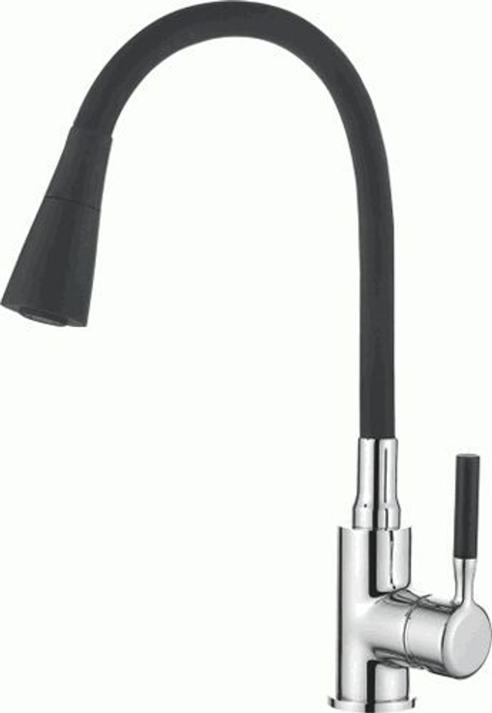 смеситель кухня LEDEME, силиконовый излив, черный+хром , L4199-2
