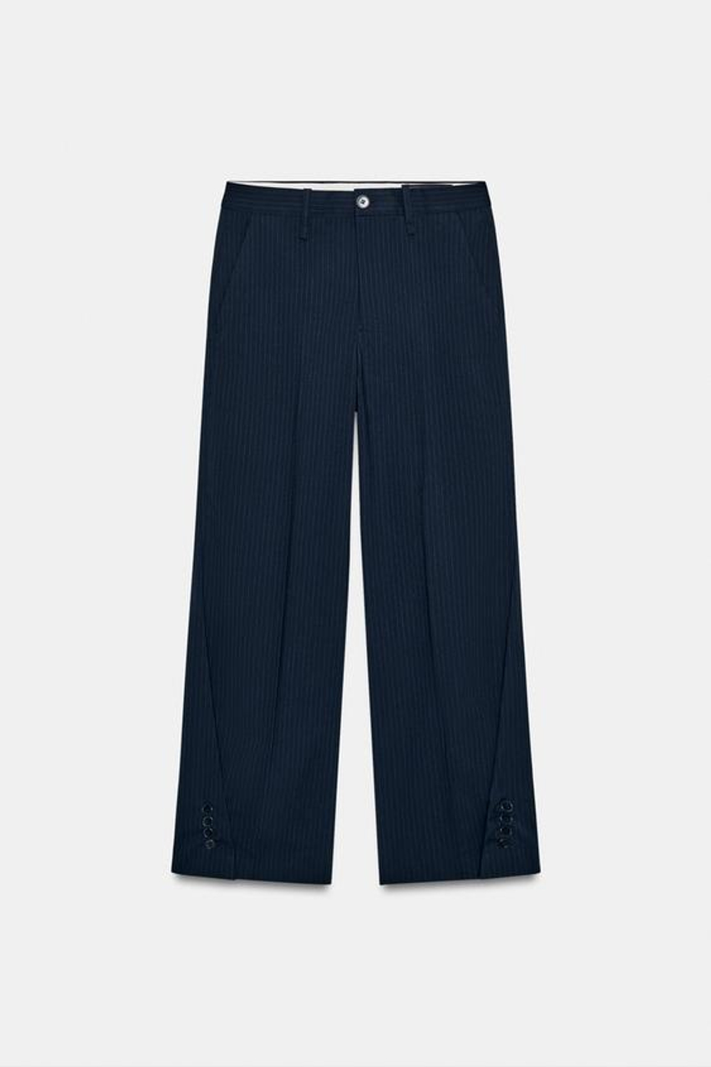 ZARA БРЮКИ В ПОЛОСКУ С ПУГОВИЦАМИ — ZW COLLECTION, МОРСКОЙ СИНИЙ