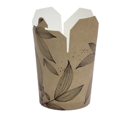 Контейнер бумажный Wok 700 мл 102*87 мм высота 99 мм, Ботаника, круглое дно