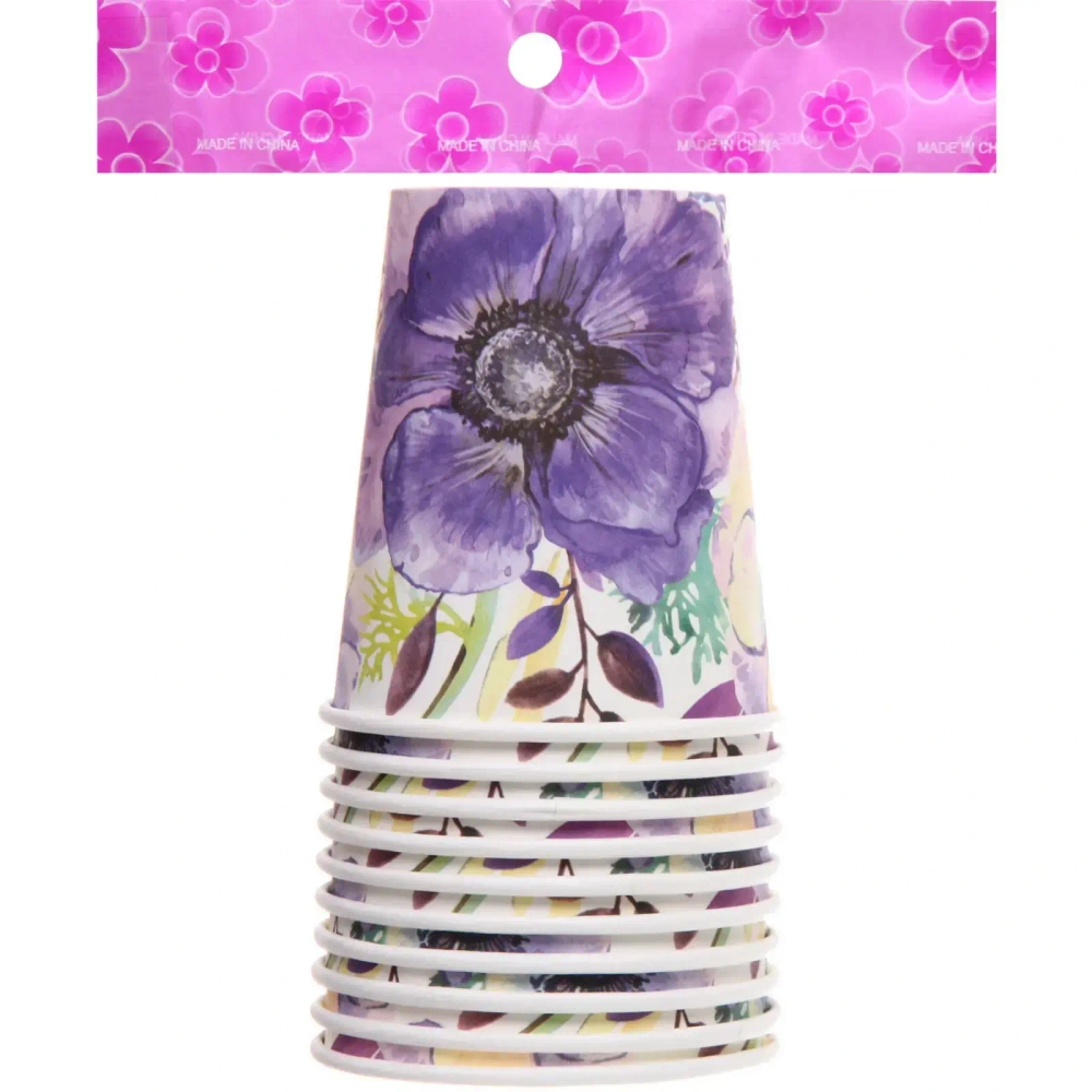 Стакан бумажный 0,2л в наборе 10 шт «Цветочный сад»