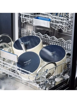 KitchenAid Эмалированная кастрюля 16 см 1,3 л с крышкой Миндальные сливки