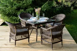 "Сицилия" обеденная группа плетеная, цвет коричневый