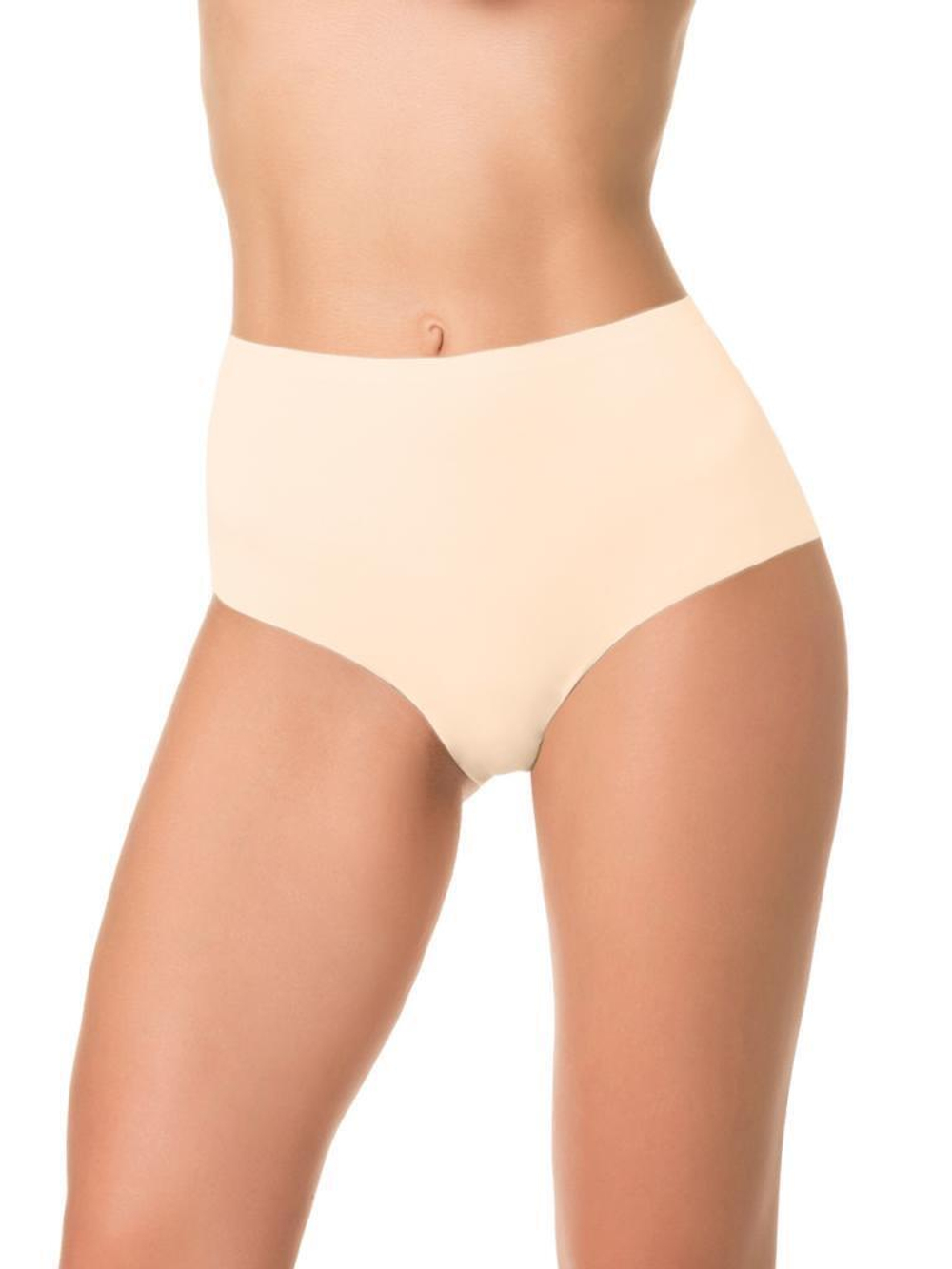 Высокие трусики из нейлона с лазерной обработкой краев (Размер: XXL) (Цвет: молочный)