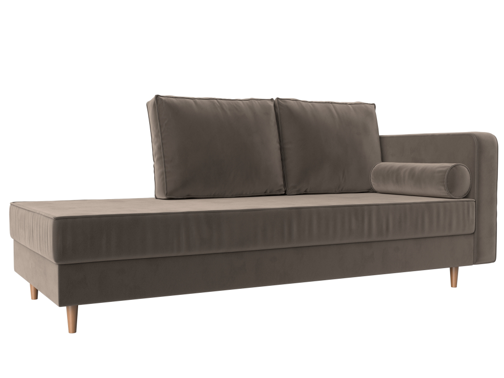 Кушетка Прайм правая, Коричневый, Велюр, 100876