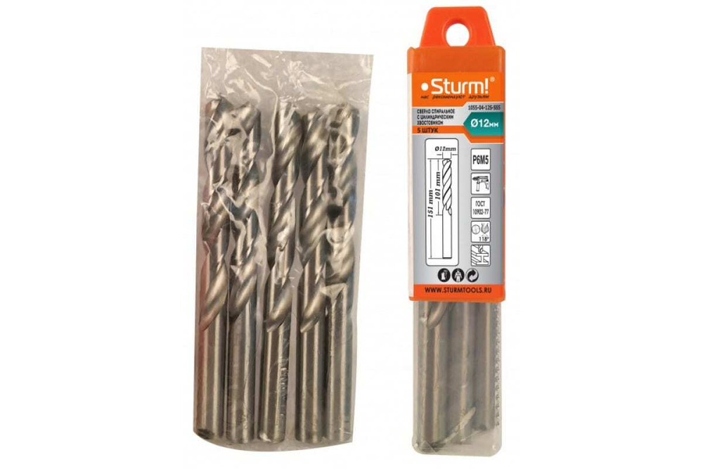 Сверло по металлу (5 шт; 12х101х151 мм) Sturm 1055-04-12S-SS5