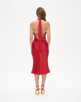 Платье из сатина с открытой спиной