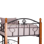 Кровать BOLERO двухярусная- дерево гевея/металл, 90*200 см (bunk bed), красный дуб/черный