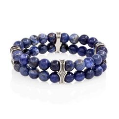 Браслет Всевидящее Око из Мельхиора Двойной с содалитом 8 мм