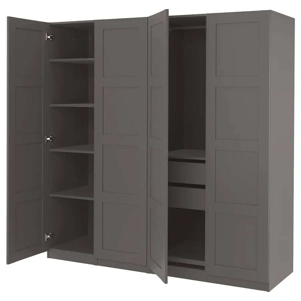 Платяной шкаф - IKEA PAX/BERGSBO/ПАКС/БЕРГСБУ ИКЕА, 200x60x201 см, темно-серый