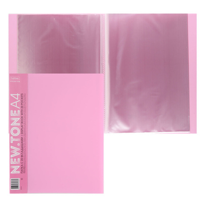 Папка с вкладышами Hatber NEWtone Pastel, A4, кор. 14 мм, 600 мкм, розовый, пластик, 20 в., 1 шт