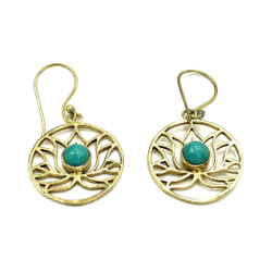 Серьги Lotus Flower бирюза из латуни
